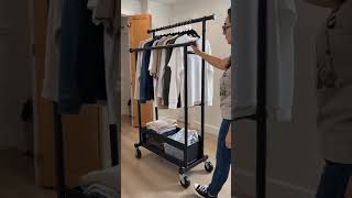 heavy duty clothes rack with net pocket 360 wheels black