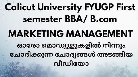 FYUGP BBA BCOM MARKETING MANAGEMENT Module oriented question analysis 😱 Don