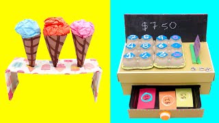 GREAT CARDBOARD ICE CREAM AND CASH REGISTER DIY BUILD DIYs