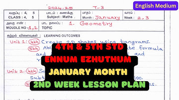 4th & 5th January 2nd week Ennum Ezhuthum Term 3 Notes of Lesson 2025 English medium