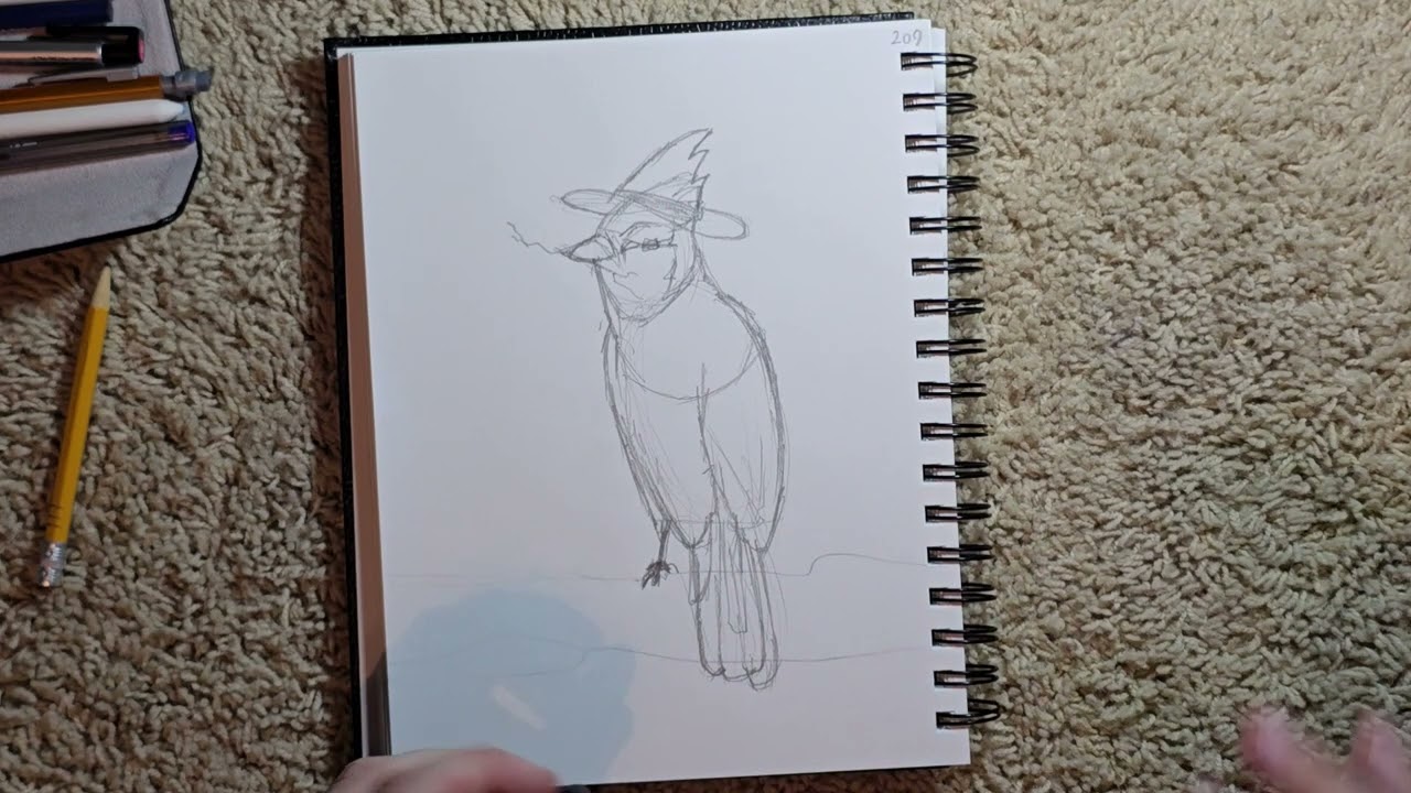 I drew a whimsical bird (his name is brad blujay)