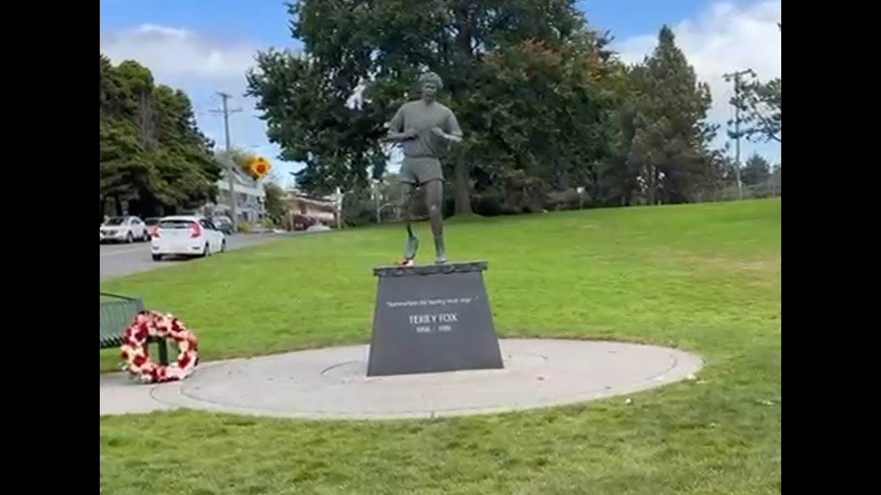 Remembering Terry Fox at His Statue Beacon Hill Park Mile 0 Trans Canada  Highway Victoria BC