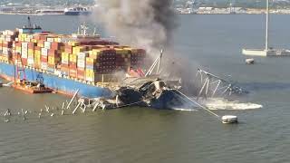 Baltimore Bridge Debris Blasted on Dali Cargo Ship