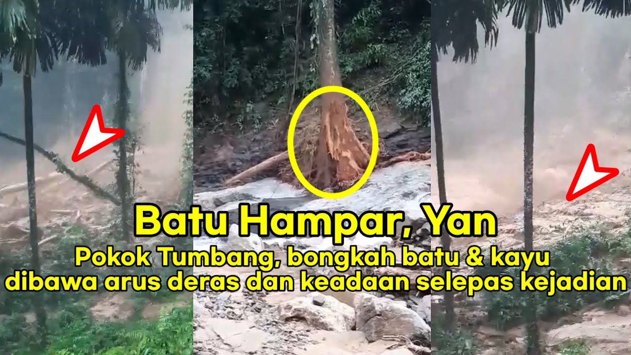 Kepala Air Batu Hampar Yan Selepas Kejadian Pokok Pokok Besar Tumbang Di Bawa Arus Depan Mata Youtube