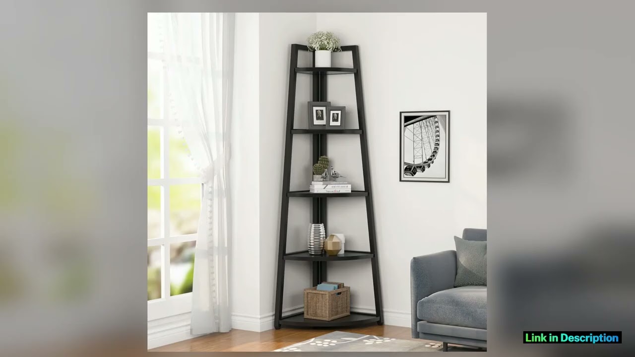 Tribesigns 70 inch Tall Corner Shelf 5 Tier Modern Corner Bookshelf Bookcase Industrial Corner