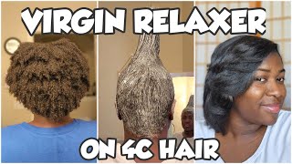 VIRGIN RELAXER ON 4C NATURAL HAIR AT HOME❗️ (yes I went from natural to relaxed after 21 months🫣)