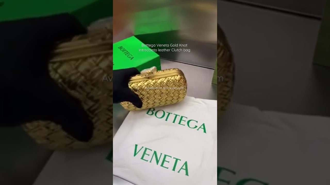 Bottega Veneta Intrecciato Knot Clutch in Gold — UFO No More