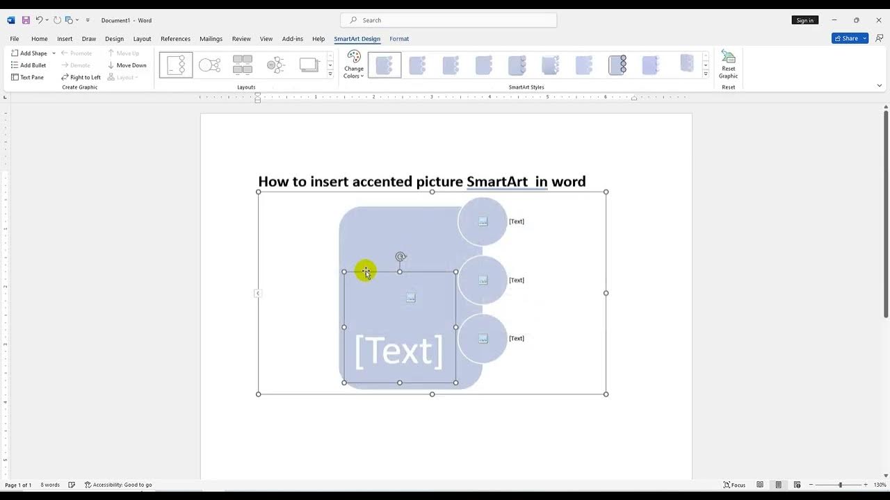 How to insert accented picture SmartArt in word - YouTube