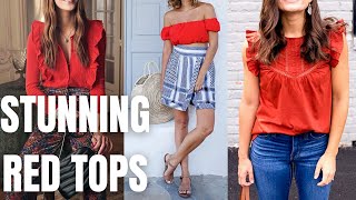 Stunning Red Top Outfits Ideas. How to Wear Red Tops in Spring Summer?