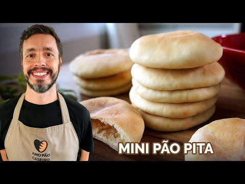 MINI PÃO PITA - Receita atualizada de pão sírio ou árabe feita no forno doméstico