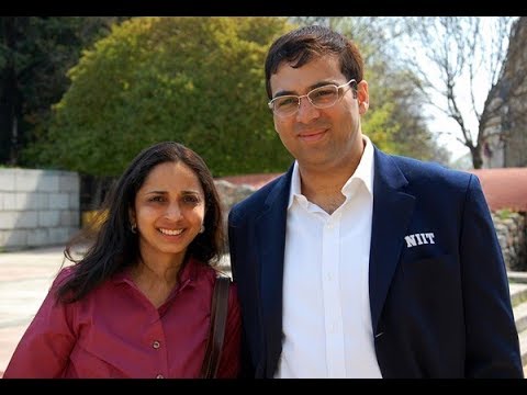 Grandmaster Viswanathan Anand of India with his wife Aruna Anand in  Chennai.