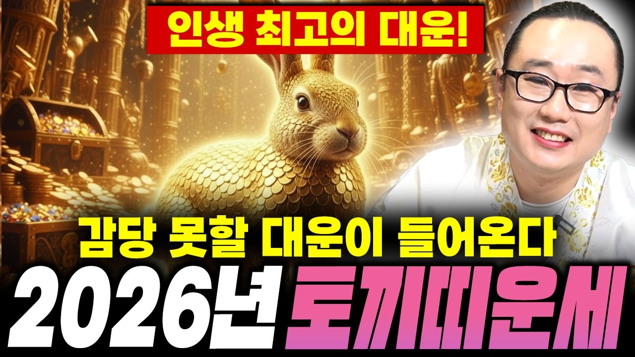 ⭐2026년 병오년 토끼띠운세⭐ 26년 감당 못할 '대운'이 들어온다!! 토끼띠운세 99년생 87년생 75년생 63년생 토끼띠운세!