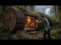 Building a Hidden 5 Star Hotel Room Inside an Ancient Log Full Process ASMR