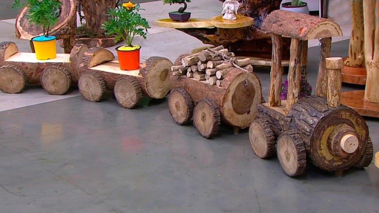 Le mostramos muebles hechos con troncos - YouTube