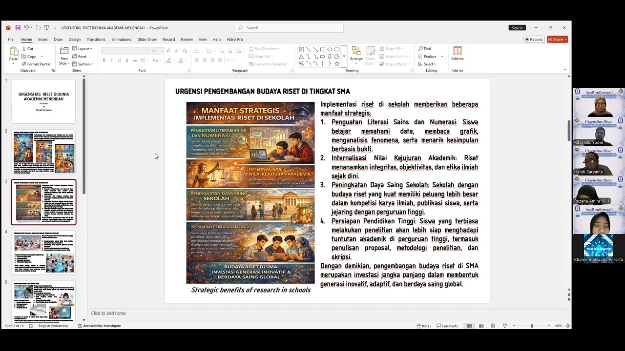 Webinar - Urgensitas Riset dalam Akademis Menengah. Pak Hendi Saryanto