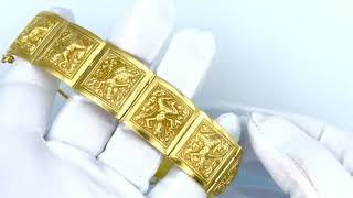 Vidéo: Bracelet en or jaune 18 Cts vers 1930 avec différents motifs cambodgiens.