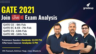 Gate 2021 Full Exam Analysis & Answer Key | Live on 6th, 7th, 13th &14th Feb | Do not Miss!| Gradeup
