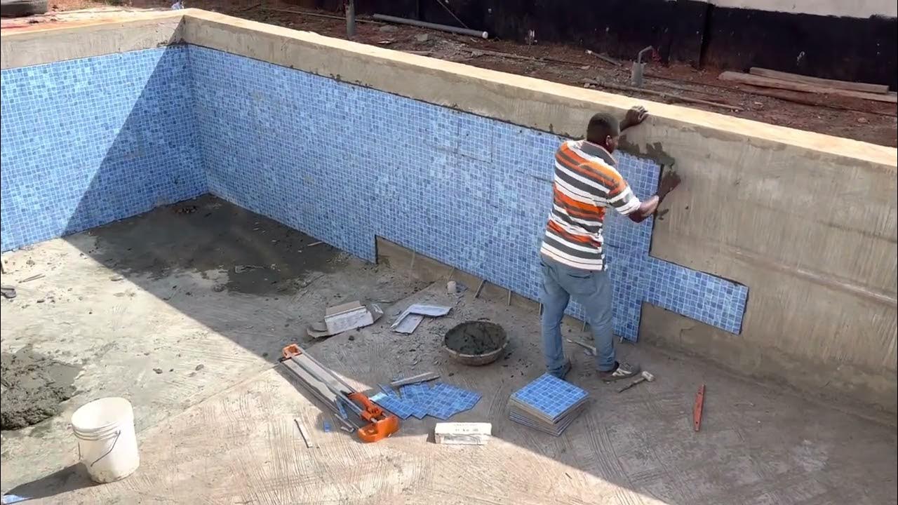 Building in Ghana Swimming Pool Tiling Update It’s getting