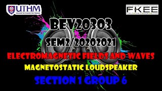 S1 G6 : Magnetostatic Loudspeaker Explanation  _ BEV2030 EMT _ UTHM