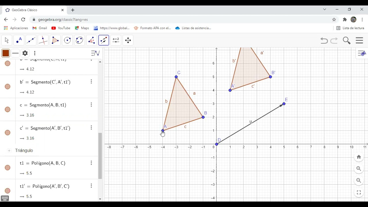 Traslación de Figura Utilizando GeoGebra