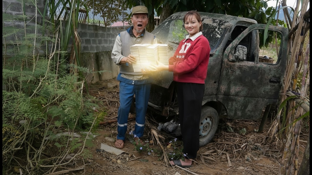 The girl bought an old scrap car to repair and restore the entire car. part 1