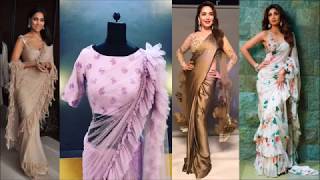 Latest Designer Partywear Frill Sareeruffle Saree Fashion Erfly