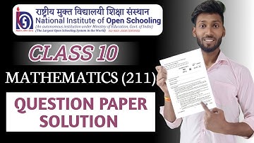 NIOS Class 10 Maths (211) Question Paper Solution || NIOS Maths Question Paper Solution Part 3
