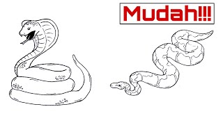CARA MENGGAMBAR ULAR YANG MUDAH
