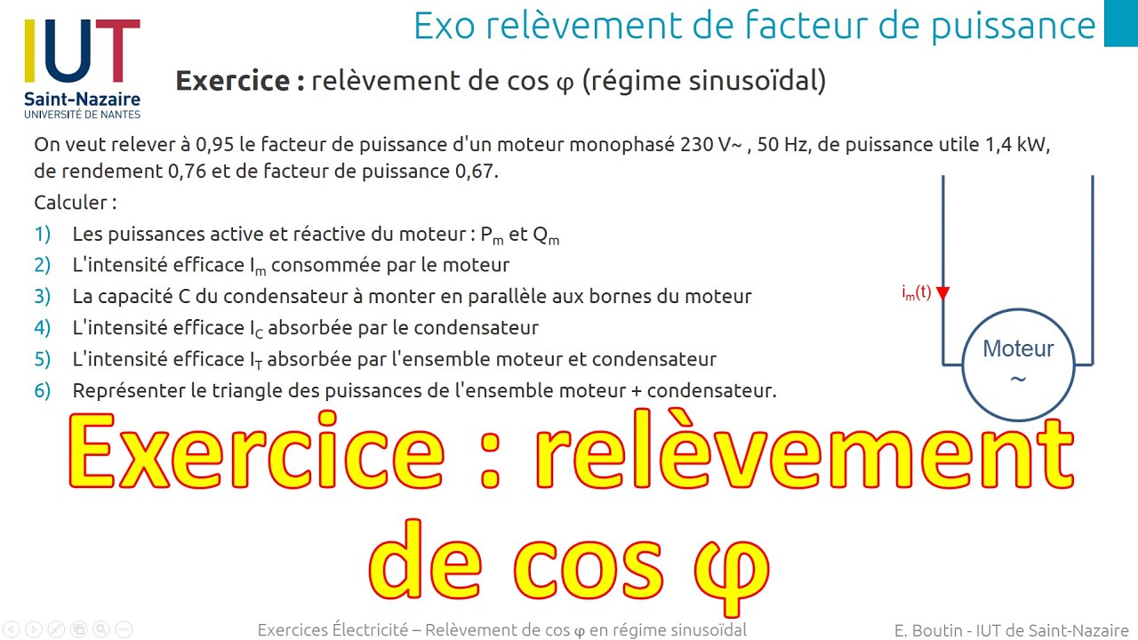 Exercice 2 : Relèvement de facteur de puissance d'un moteur