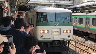 185系ｵｵB6編成が大船駅に入線するシーン（あしかが大藤まつり号送り込み）
