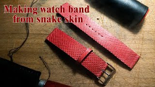 Process Of Making Watch Strap From Snake Skin.