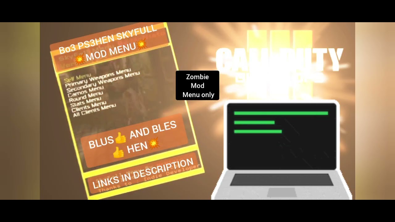 Bo3 PS3HEN SKYFULL 💥MOD MENU💥 BLUS/BLES CEX⚠️ - YouTube