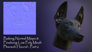 Part 6 | Baking Normal Maps & Finalizing low poly Mesh after sculpt | Pharaoh Hound Dog | Blender 3D