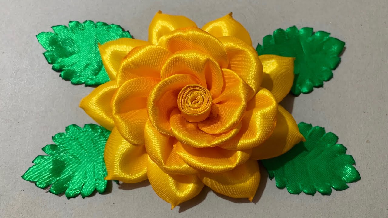 D.I.Y Satin Ribbon Leaves - Tutorial - New, Hoa cho em