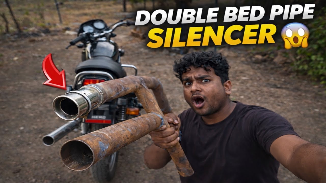 Splendor Pe Double Bed Pipe Exhaust Laga Diya 😱