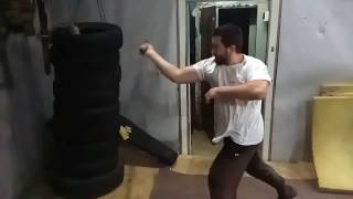 training sword attacks. Slow motion
