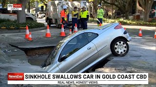 Sinkhole swallows car in Gold Coast CBD