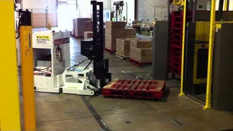 Multi Lane Robotic Palletizing with AGV Forklift