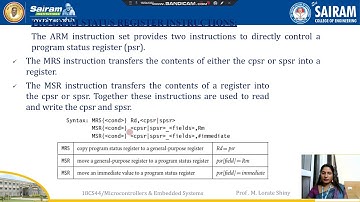 Lecture video 18CS44 module2 ARM Instruction Set Lorate Shiny