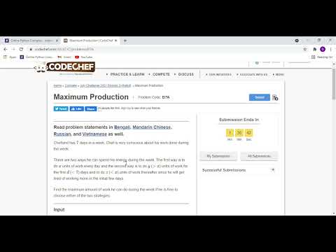 Maximum Production july challenge 2021 || codechef || python