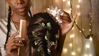 ASMR Hair EXTRA RELAXING Wedding Hairstyles🌿COZY AMBIANCE, PAMPERING, Fresh Flower_ 2 Styles screenshot 4