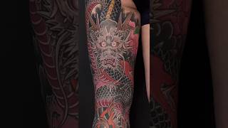 Japanese Styled Leg-Sleeve tattoo by @goro.irezumi