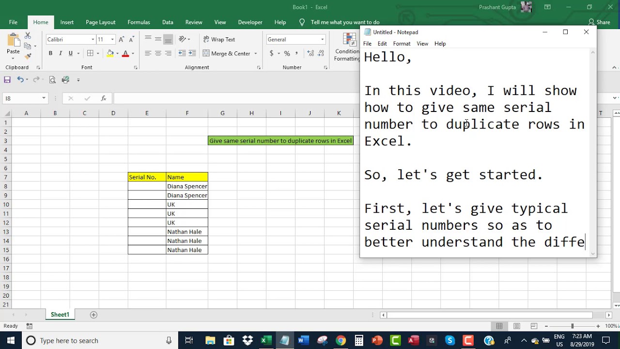 give-same-serial-number-to-duplicate-rows-in-excel-youtube