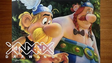 Drawing Asterix & Obelix with colored pencils │ Time Lapse