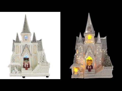 Led & Fibre Optic White Resin Church - The Christmas Warehouse - YouTube