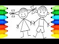 How to Draw Children | Colouring Videos for Kids | Animation Learning Drawing