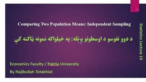 Comparing Two Population Means: Independent  Sampling