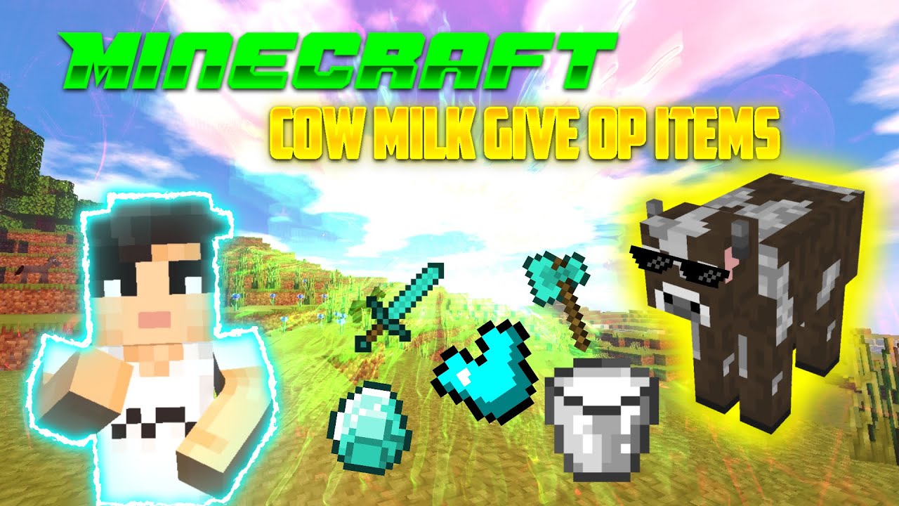 Minecraft cow milk give op items mod download pe 1.18 😱🤯🔥❤️