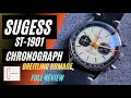 Sugess mechanical chronograph Breitling Homage watch. Full Review. Seagull ST1901. HD