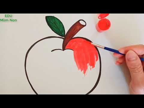 Dạy bé vẽ và tô màu quả táo | Draw and color the apple - EDU Mầm Non